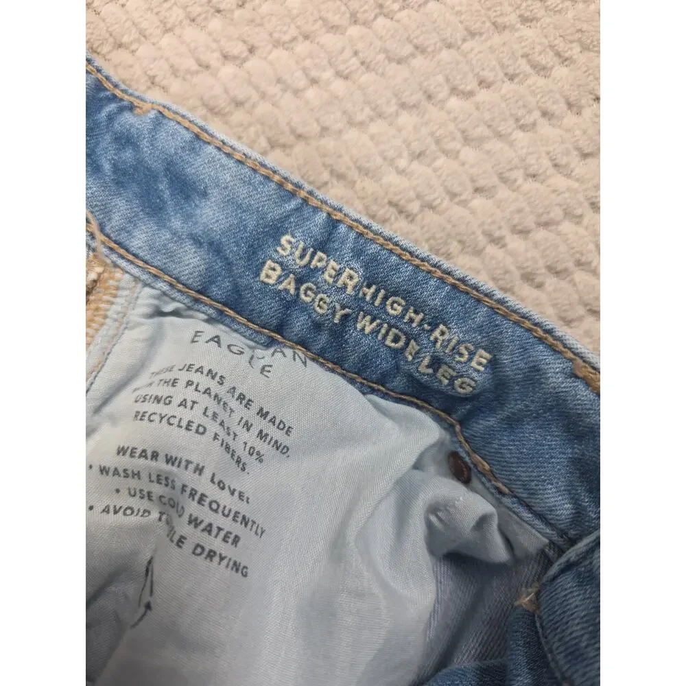American Eagle Jeans Womens 2 Super High Rise Baggy Wide Leg - Picture 8 of 10